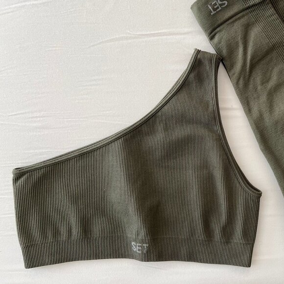 SET Active Ribbed One Shoulder Sportsbra and Leggings Set - Picture 2 of 3